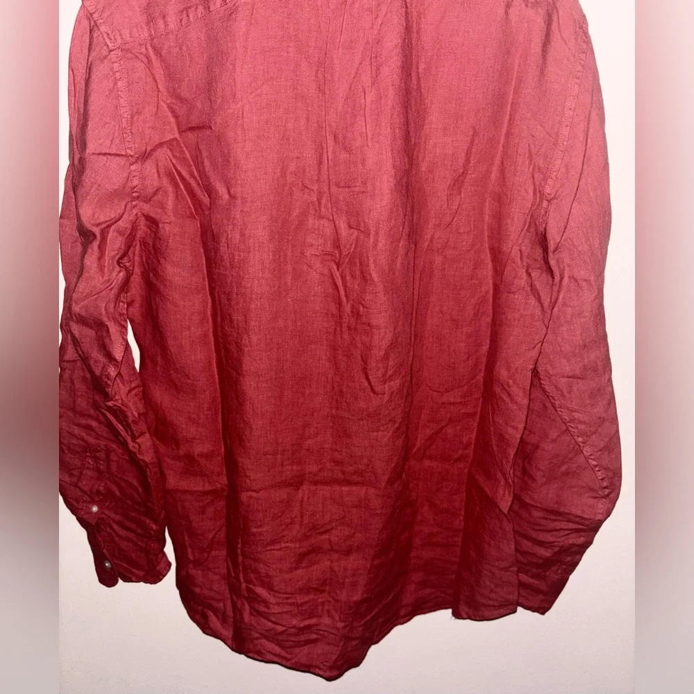 NWT J.Crew Washed linen shirt w/ point collar Medium Seasoned Red Preppy Casual